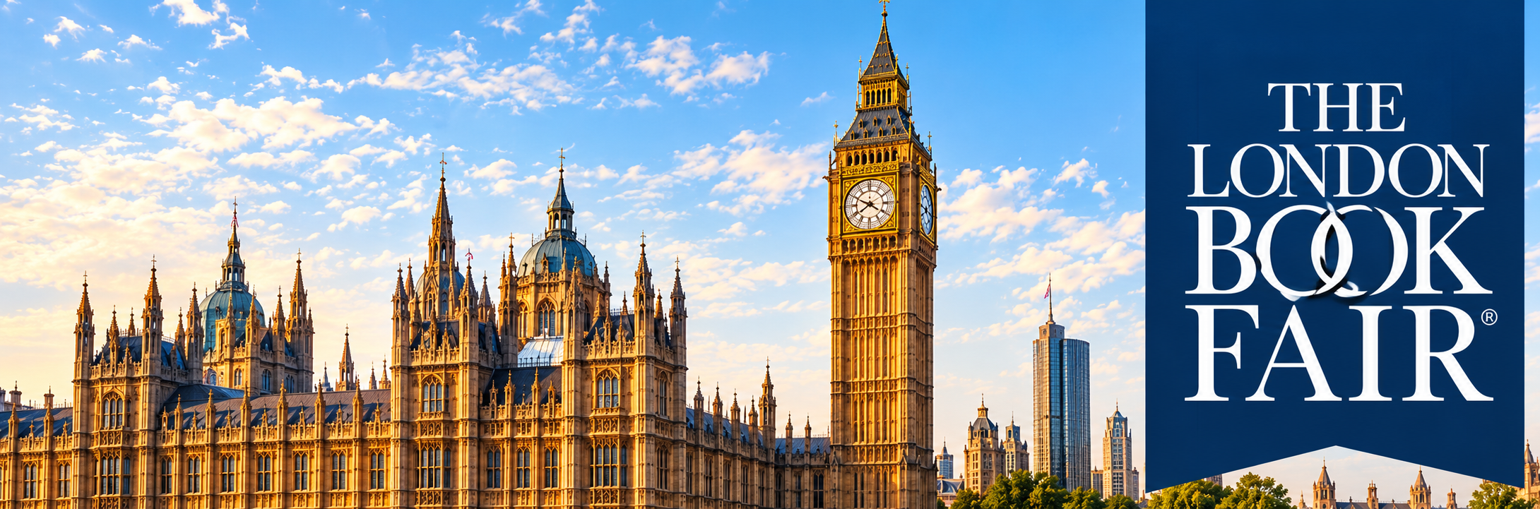 The London Book Fair logo above Big Ben and the Houses of Parliament